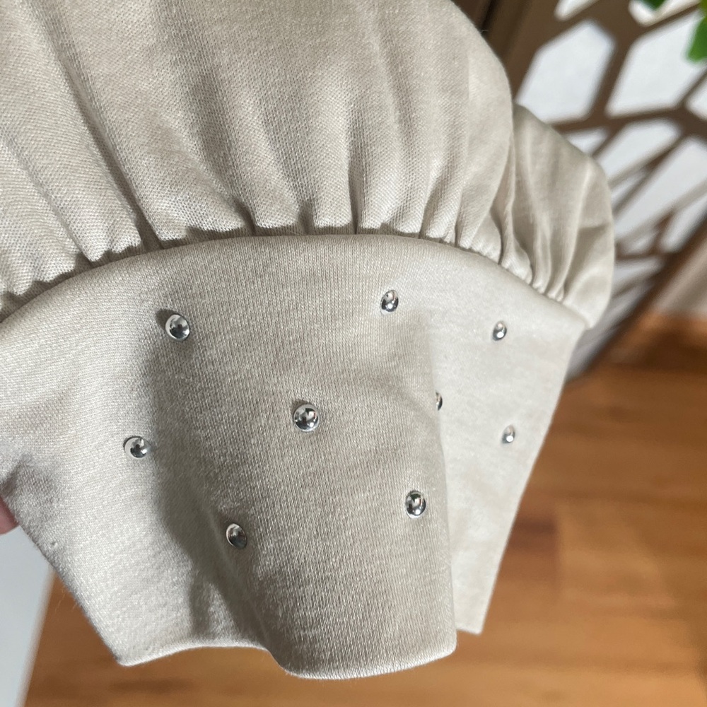 Chico's Knit Embellished Top, Light Taupe, XL - Picture 3 of 7